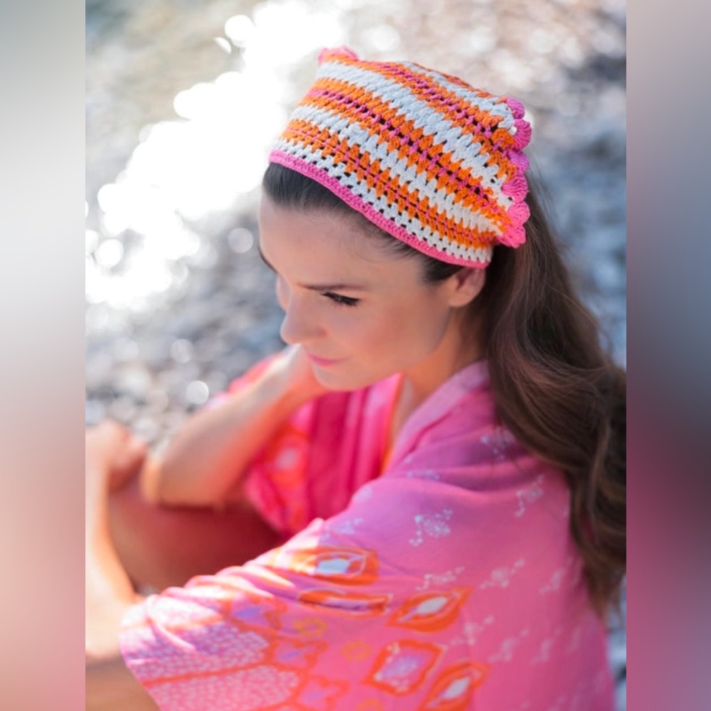 NWT Shiraleah Luna Crochet Headscarf Multi Color Stripe Boho Festival